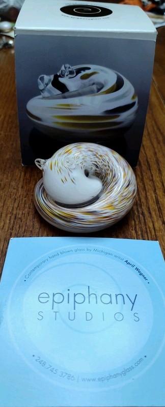 Epiphany Studios Signed "SNAIL" Paperweight." Handmade By April Wagner. (NIB)!