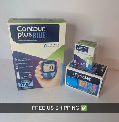 New  Contour Plus Blue 90008381 Glucose Monitoring System Bundle  