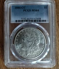 1884 cc Morgan Siler Dollar PCGS MS 64