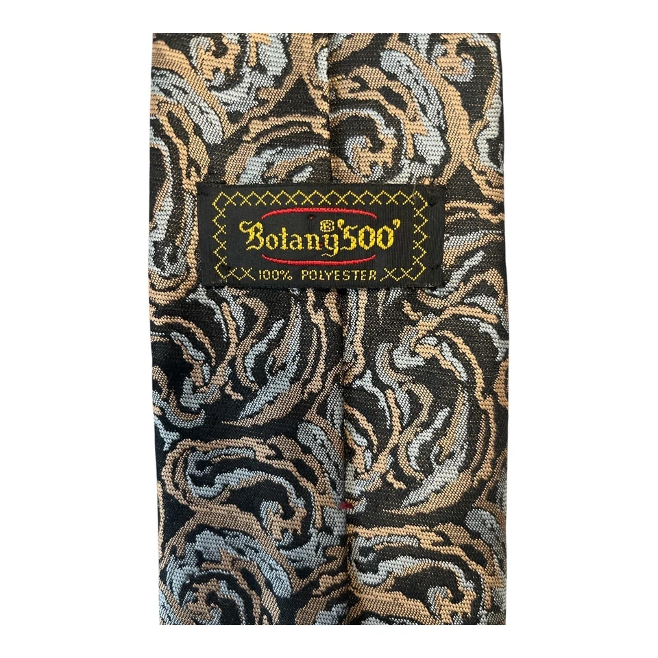 "Corbata vintage de cachemira Botany 500 - negra, tostada y gris - 54"" de largo" Foto 4 de 4