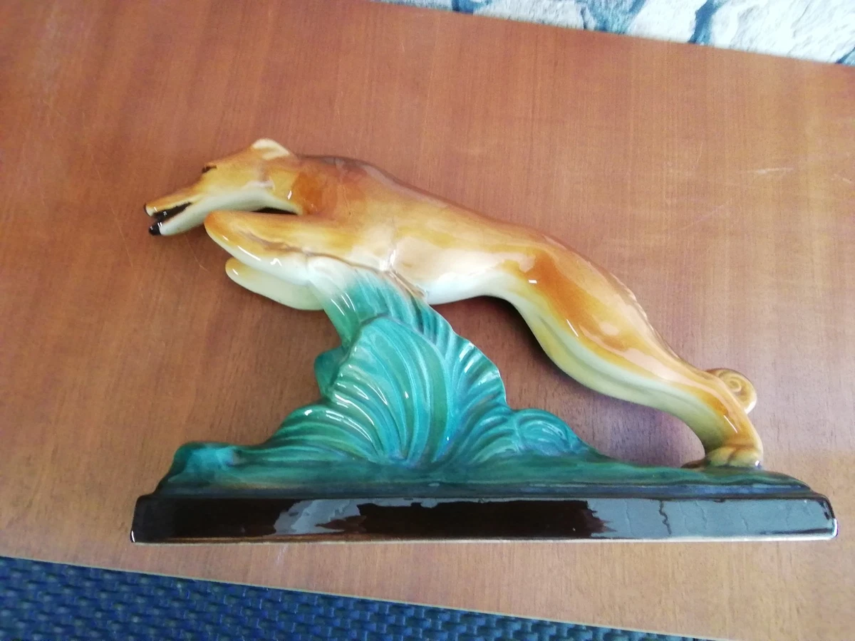 Broche Chien Lévrier Vintage En Métal Doré - Style Art Déco Années 90