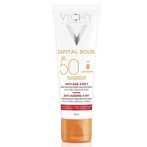 VICHY Idéal Soleil SPF50 Anti-Age 3-in-1 Face Sunscreen 50ml – NEW - Picture 3 of 5