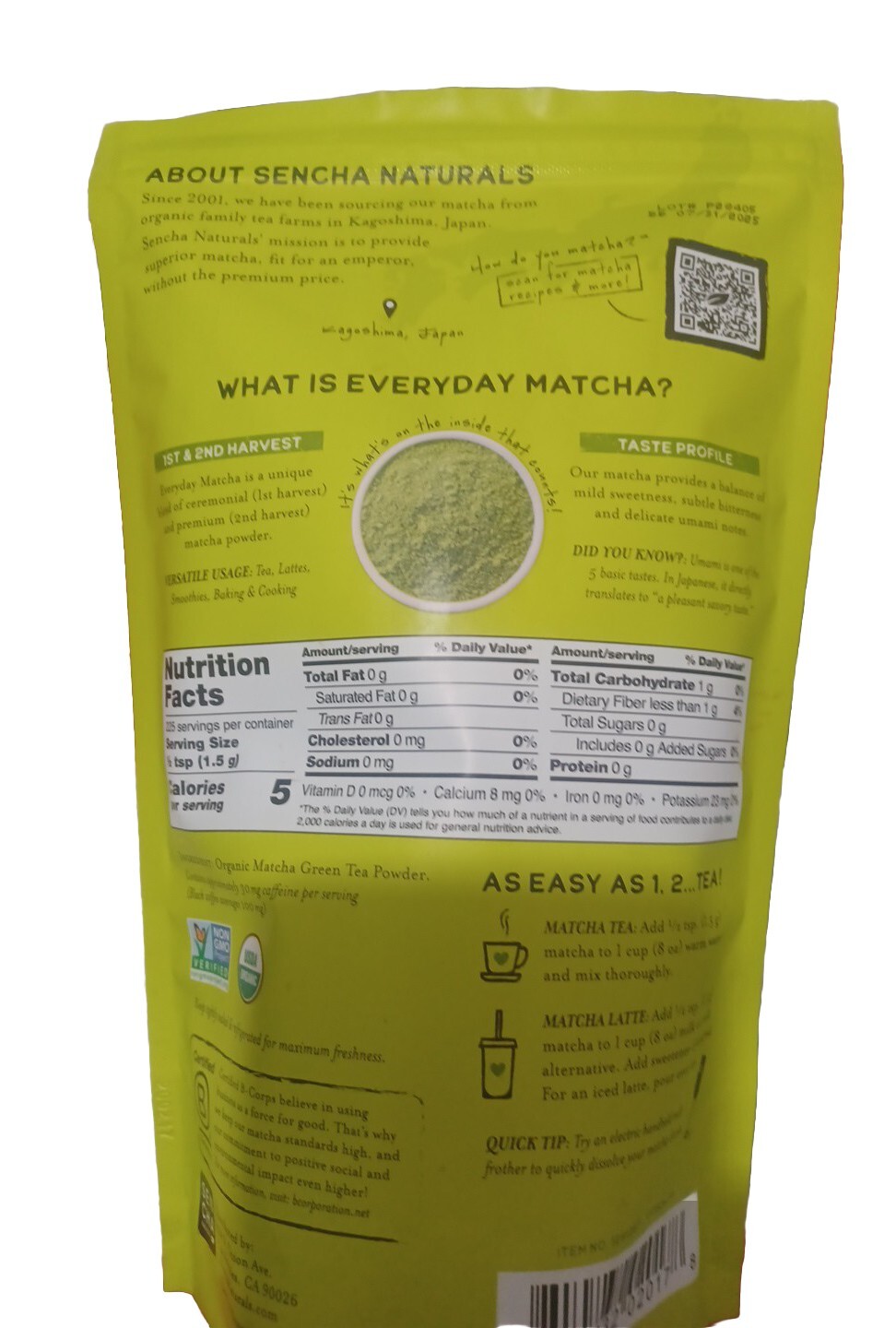 Sencha Naturals Everyday Matcha Green Tea Powder Healthy beverage drink 19 oz