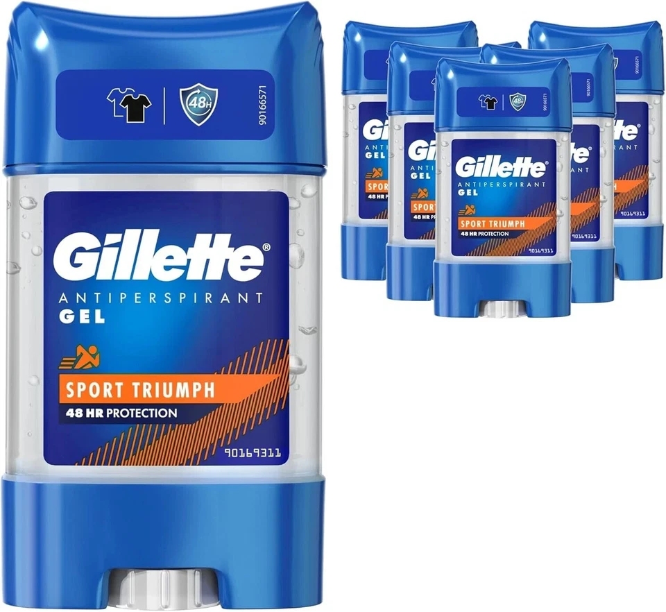 Gillette Anti-Perspirant Clear Gel Deodorant for Men Sport Triumph -6 PACK