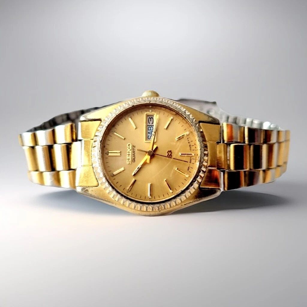 Vintage Seiko Quartz 2A23-0030 G1 Women's Watch Day Date SGP Gold