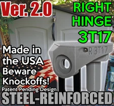 Steel Core RIGHT Door Hinge Part 3T17 for Rubbermaid Shed 6X5 Resin Slide-Lid