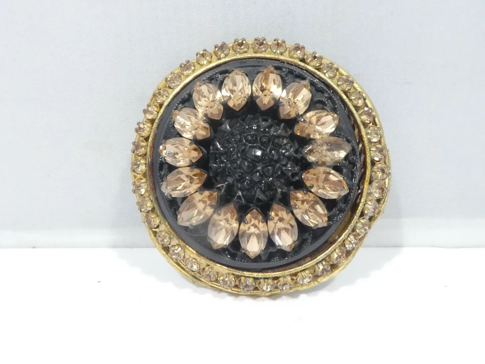 LARGE ORIGINAL BY ROBERT BLACK AND CHAMPAGNE STONE PIN / PENDANT