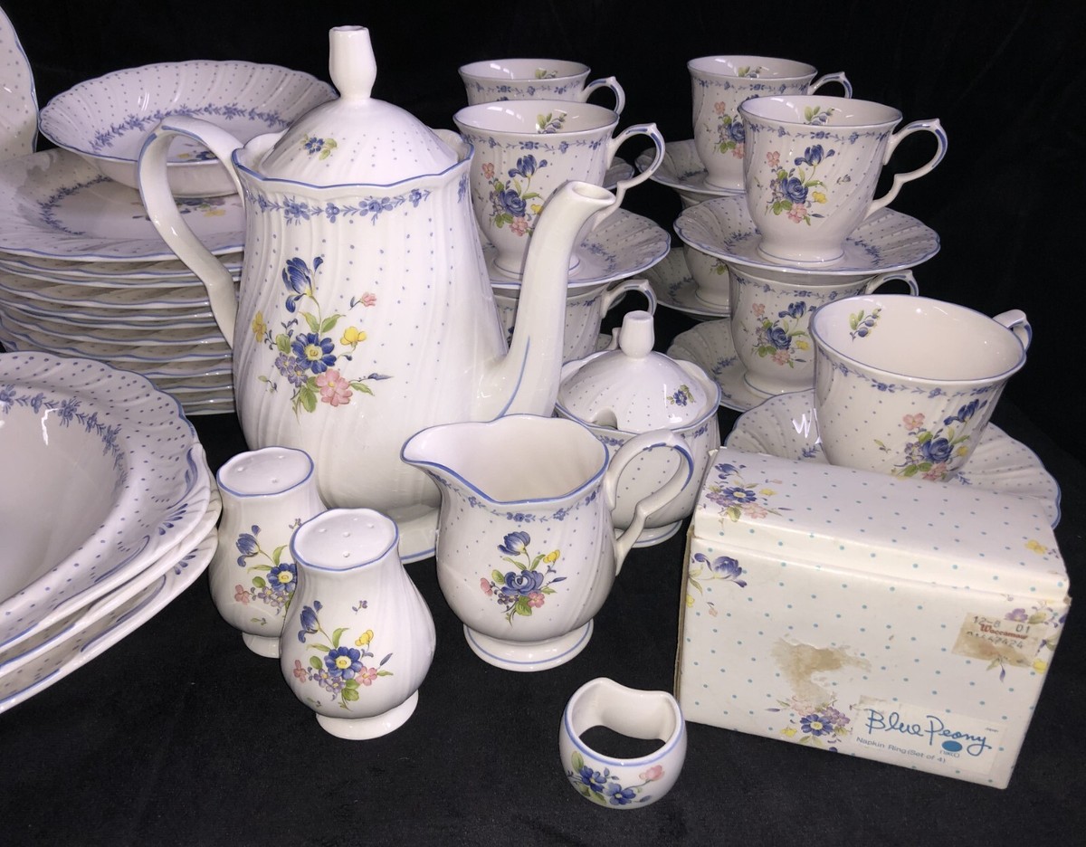 Blue Peony by Nikko 62pc Fine Porcelain Tableware Set Japan