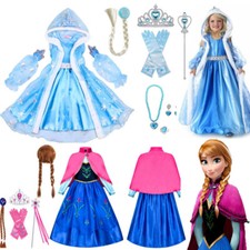 Girls Anna Elsa Princess Costume Kids Party Cosplay Fancy Dress Wig Hoodie Cape1