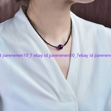 Natural 3mm Faceted Black Spinel Gemstone Amethyst Round Beads Necklace 18 Inch