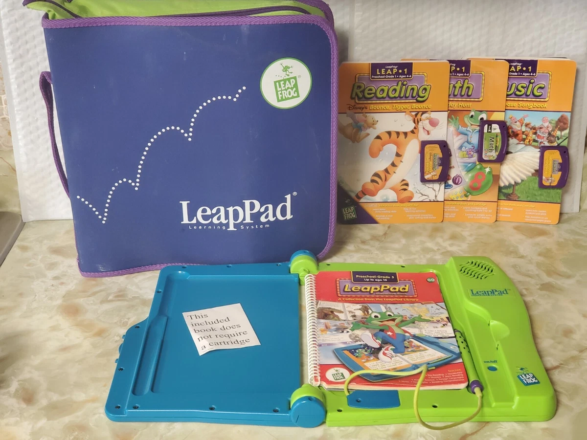 LeapFrog LeapPad Learning System Lot~ 4 Books ~ Cartridges ~ Carry Case ~TESTED