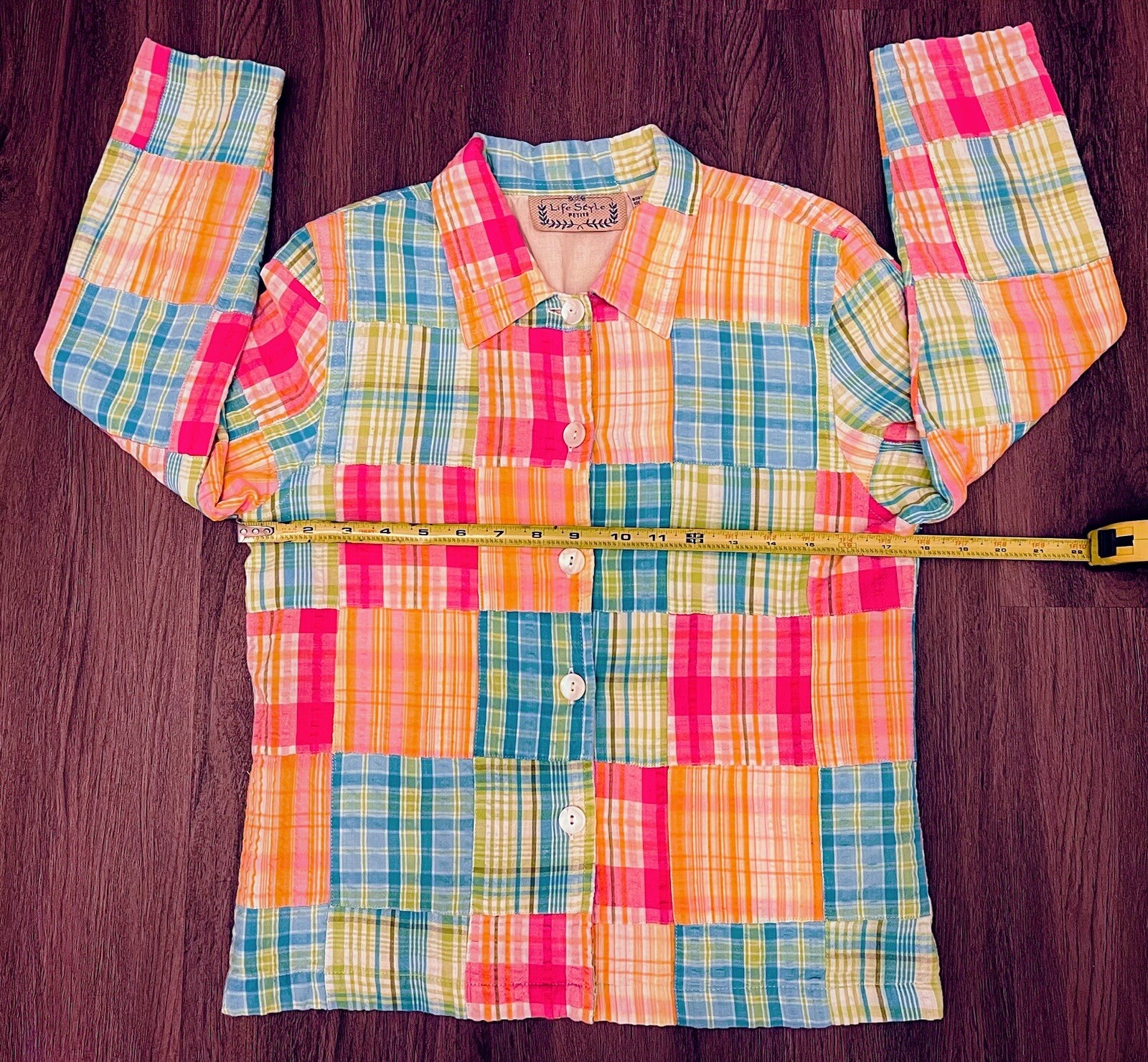 Plaid Patchwork Easter Spring Blazer Petite Mediu… - image 7