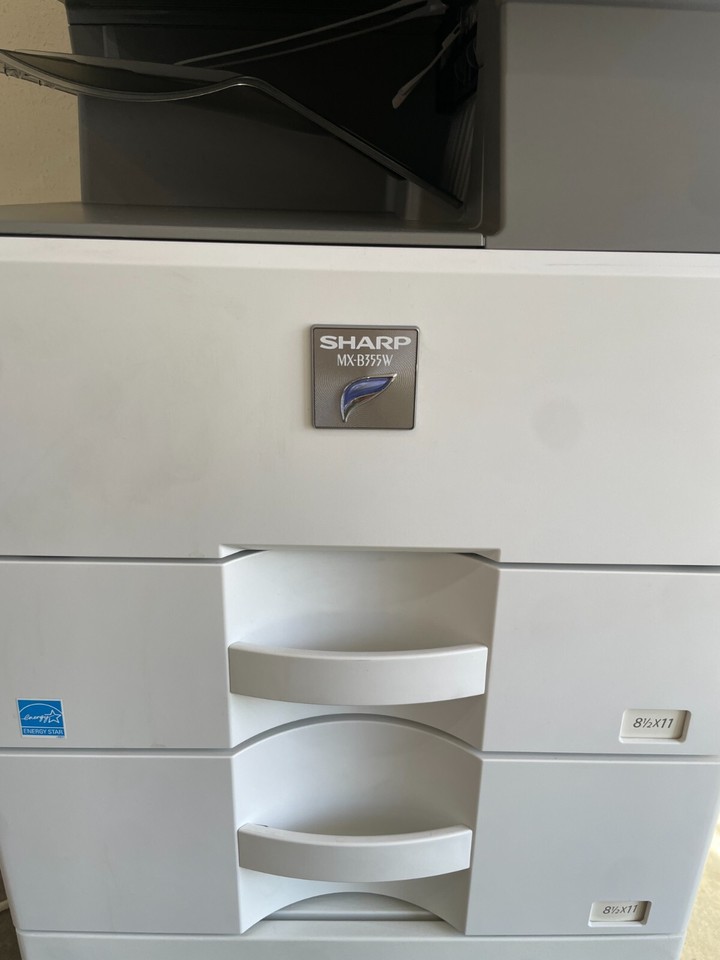 Sharp MX-B355W w/ 2 Trays & Cabinet Wifi Black & White Printer Copier ...