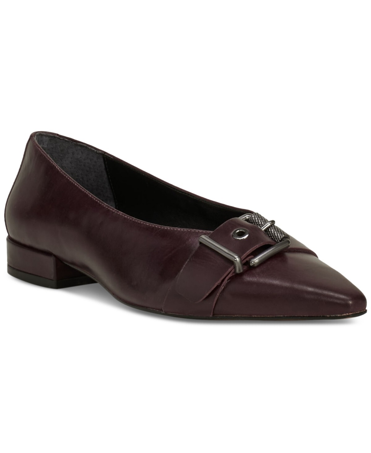 Vince Camuto Women's Megdele Buckled Pointed Flat Loafer, Petit Sirah Size 10M