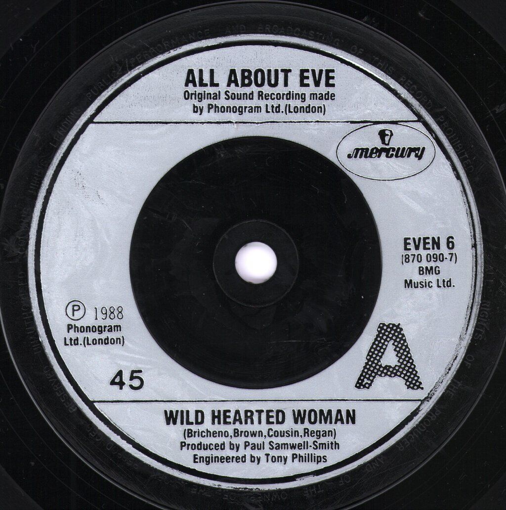 All About Eve Wild Hearted Woman 7" vinyl UK Mercury 1988 pic sleeve