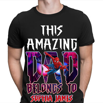 Personalisiertes T-Shirt This Amazing Dad Belongs To Superheld Vatertag Geburtstag