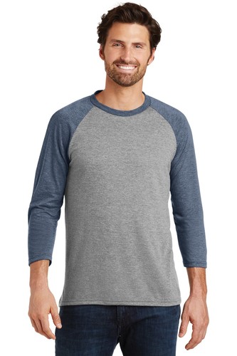 District DM136 Men's Perfect Tri 3/4-Sleeve Raglan Stylish Top T-Shirt - Picture 10 of 14