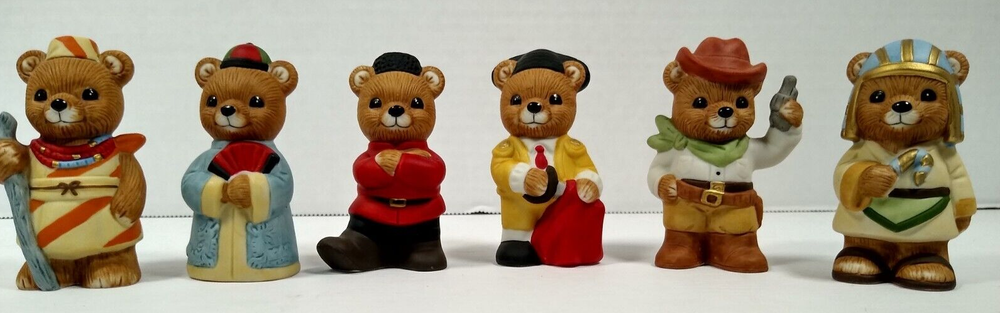 Lot of 6 Vintage HOMCO #1406 International Bears Porcelain Figurines