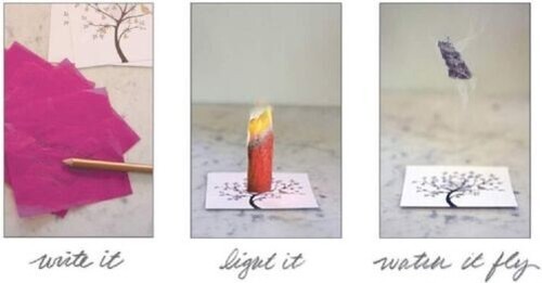 ORANGE BLOSSOMS, Wish Paper, Write it Light It & Watch It Fly, Mini Kit, 5" x 5" - Picture 4 of 6