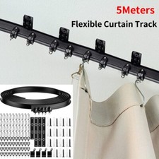 5M Black Curtain Track Glide Rail Standard Bay Installation Kits Accessories UK
