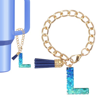 Letter Charm for Stanley Tumbler Cup Initial l Charm Accessories Keychain Blue