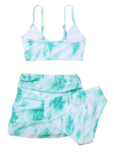 Girls Bathing Suit Tie Dye Swimsuit Colorful Bikini Top Swimwear Summer Outfits - Picture 33 of 40