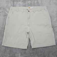 Carhartt Relaxed Fit Shorts Mens 44 Beige Canvas Work Utility 102514-232 * 42x9