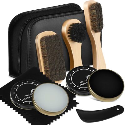 Kit de cepillo para lustrar zapatos con estuche de cuero Cuidado