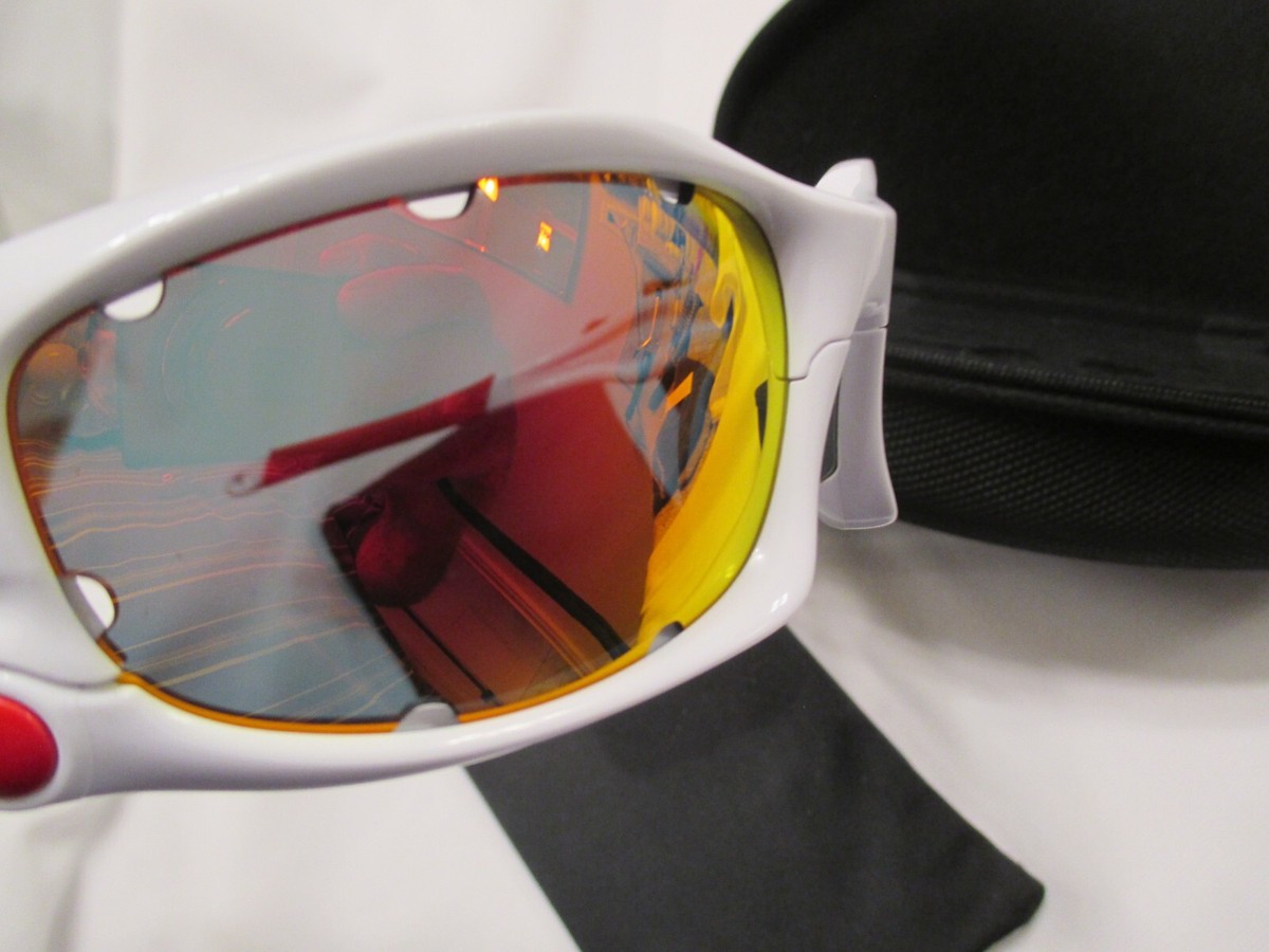 OAKLEY SPLIT JACKET CUSTOM WHITE W RED & FIRE POLARIZED VENTED