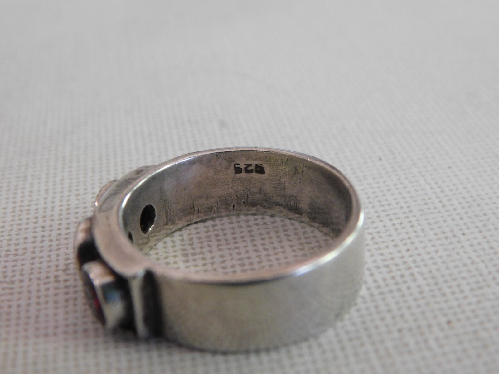 Sterling Silver Red Garnet Statement  Ring Sz 9 - image 5