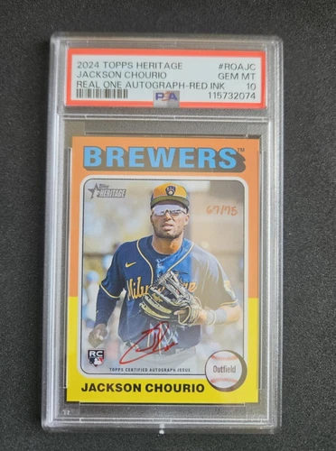 2024 Topps Heritage Red Ink Auto #/75 Jackson Chourio RC PSA10