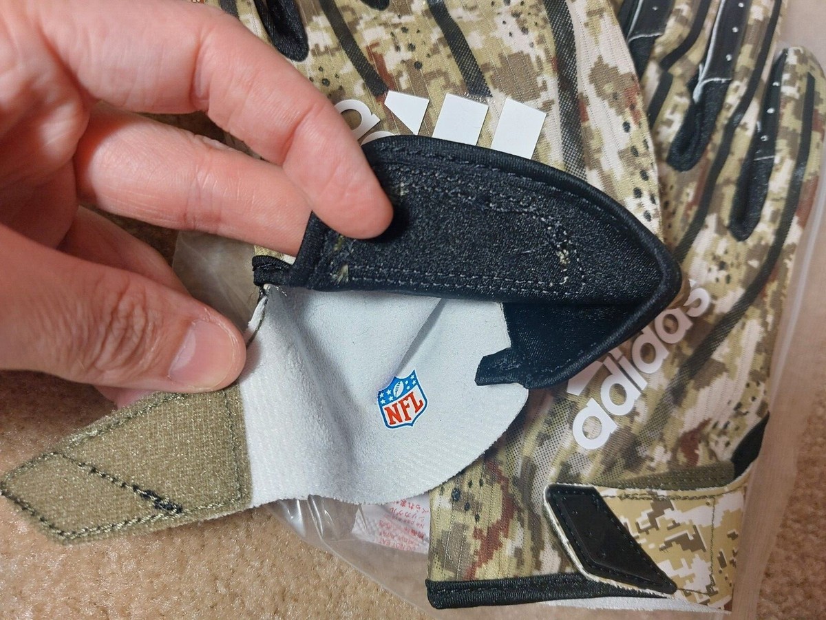 ADIDAS NFL ADIZERO 7.0 RECEIVER FOOTBALL GLOVES, CAMO STS SALUTE