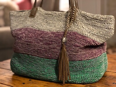Olivia Harris By JOY GRYSON Woven Leather Shoulder Beach Tote Hand Bag Beyonce