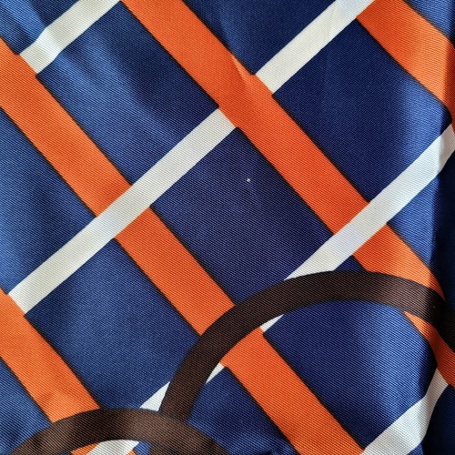Vintage MCM Scarf Acetate 22" Square Geometric Trendy Orange Blue Made in Italy - Picture 7 of 9