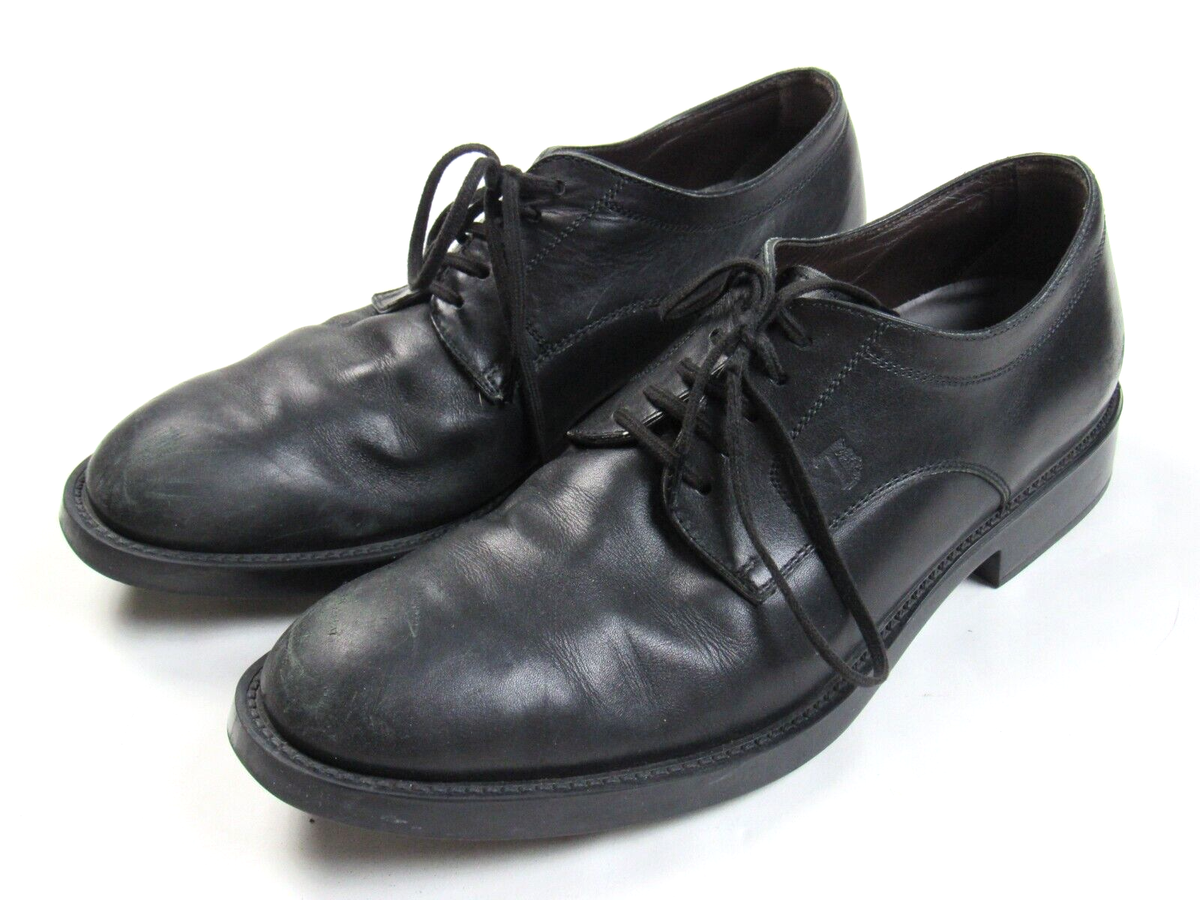 Tod's Black Leather Lace Up Shoes Trainers Sneakers Men's UK D