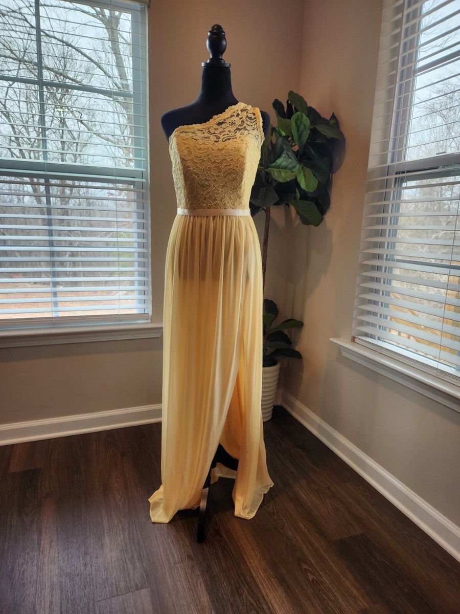 bridesmaid dresses in canary yellow Lace Dress With Split Brand New Size 14 Polka-dot ruffled georgette gown Fabric:Polyester Knit All Blue Bridesmaid Dresses Formal dress this floor
