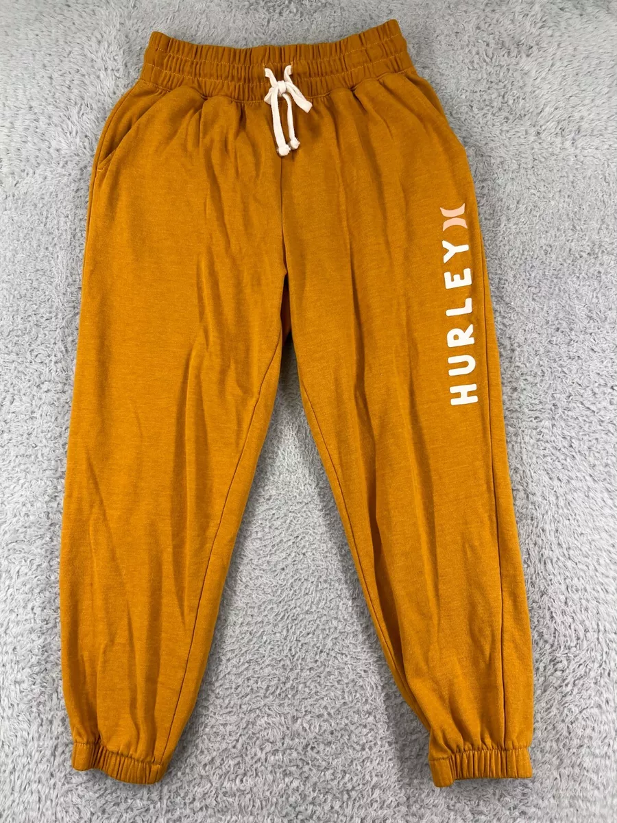 Hurley Pants Womens Small Yellow Jogger Sweatpants Cotton Blend Drawstring