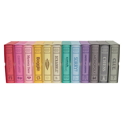 WS Game Company Set of 12 Vintage Bookshelf Linen Book Board Game Collection New