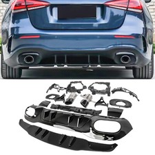 Passt für Mercedes A Schrägheck W177 Heckdiffusor Schwarz B1 Style Endrohr