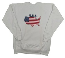 Vintage American Flag Sweat Shirt Sweater Made In USA Size XL Patriotic Warm
