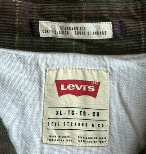Levis Corduroy Shirt Mens Sz XL Green Red Plaid Long Sleeve Button Up Front - Picture 6 of 6