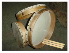HAND DRUMS 8", 10", 12" SIZES. WOODEN FRAME WITH BEATERS - USA FREE SHIP CP MADE