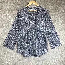 The Company Store Tunic Womens Extra Large Gray Cotton Button Top- 2708*