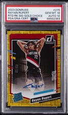 2023 PANINI DONRUSS #275 RAYAN RUPERT 3/10 PSA 10 AUTO 10