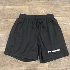 Playboy x PacSun Black Mesh Basketball Shorts   Streetwear Logo Graphic   Size S