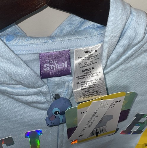 Disney Character Kids Size 6 Full Zip Jacket Lilo And Stitch Hologram Lettering - Picture 5 of 10