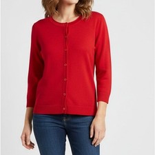 Christopher  Banks Medium Red 3/4 Sleeve Button Front Cardigan Sweater