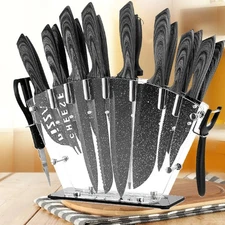 Knife Sets for Kitchen with Block 19 Pcs Kitchen Knife Set with Block Sharpener