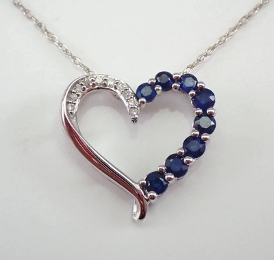 0.20Ct Round Lab-Created Sapphire Heart Pendant 14K White Gold Plated 18'' Chain