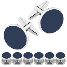 Cufflinks For Men And Tuxedo Shirt Studs Set Stainless Steel Gift Box Formal
